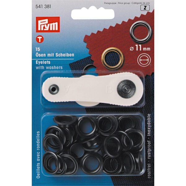 OJETES CON ARANDELAS NEGRO 11MM 541381