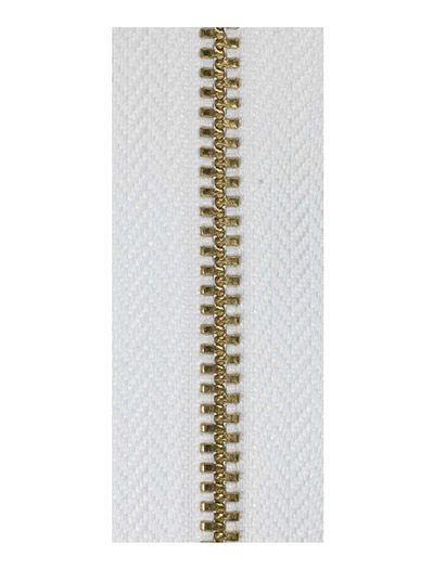 cremallera metalica dorada blanca