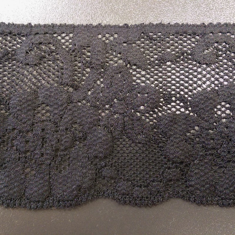 PUNTILLA ELÁSTICA 70MM RASCHEL NEGRA (WF)