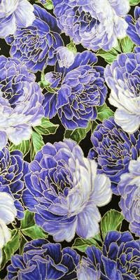 TELA DE FLORES LILAS Y DORADAS