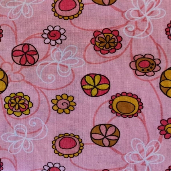 TELA ROSA CON ESTAMPADO DE FLORES 0146