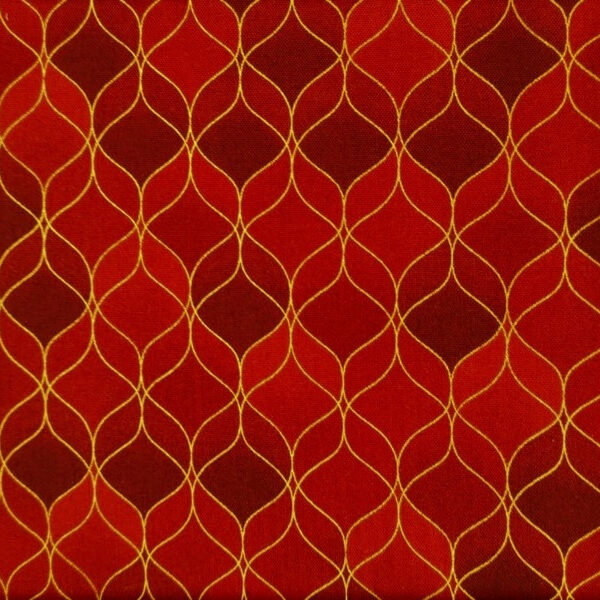 TELA ROJA CON LINEAS DORADAS 0164