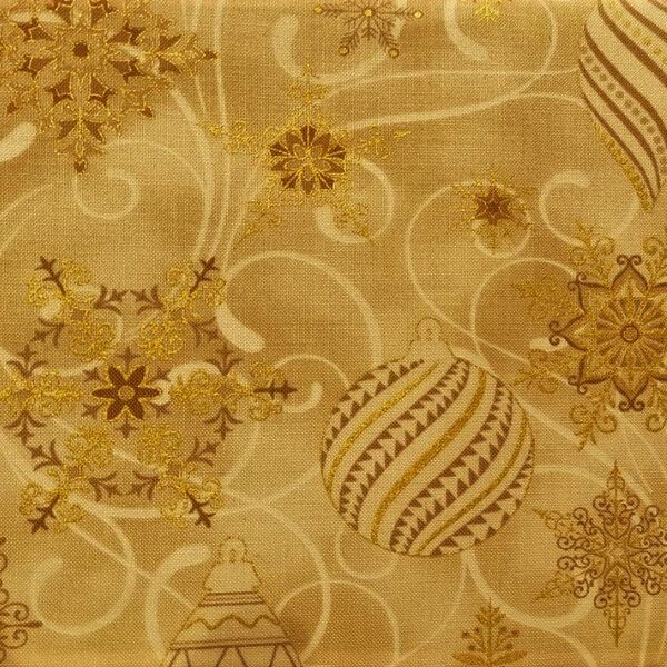 TELA NAVIDAD CON ESTAMPADOS DORADOS 0187