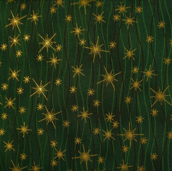 TELA VERDE CON ESTRELLAS DORADAS 0188