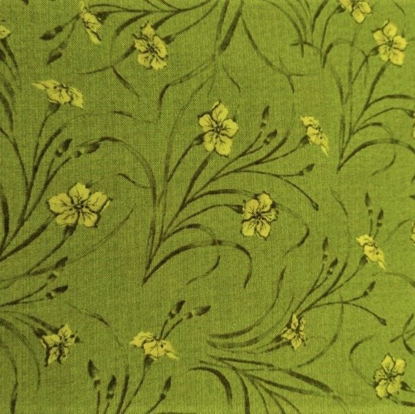 TELA VERDE CON FLORES 0206