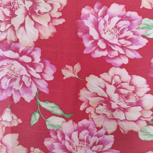 TELA FLORES GRANATE 0273