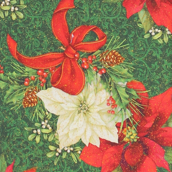 TELA FLORES DE PASCUA VERDE 0291