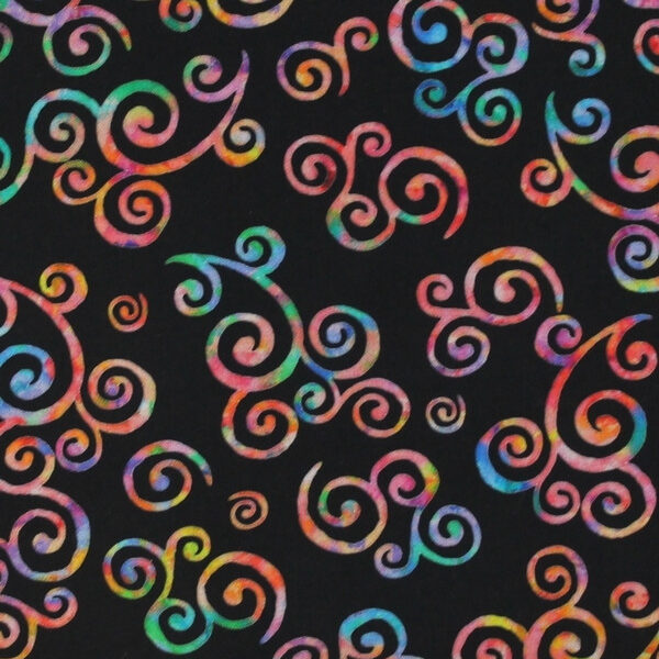 TELA ESTILO BATIK FONDO NEGRO 0338