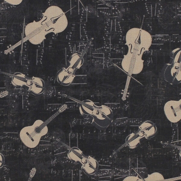 TELA GUITARRAS FONDO NEGRO 0407