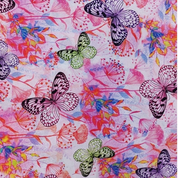 TELA MARIPOSAS TONOS ROSAS 0523