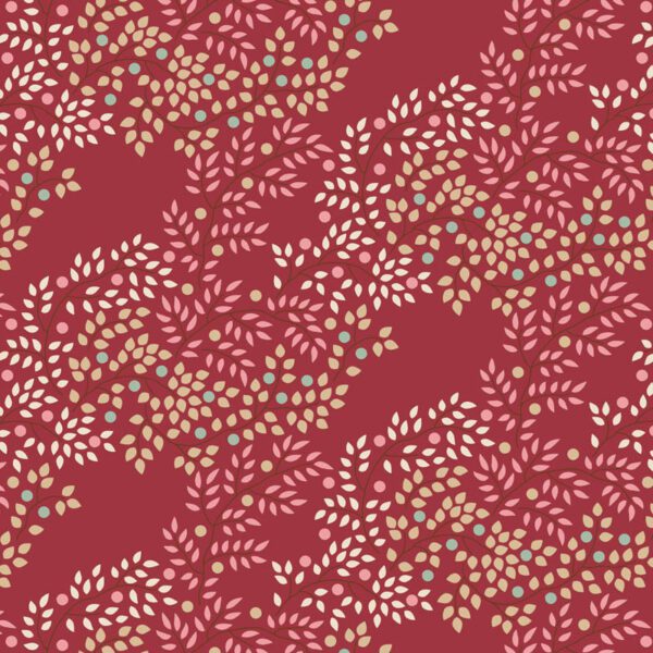 Tela Tilda Berrytangle Burgundy floral 130147
