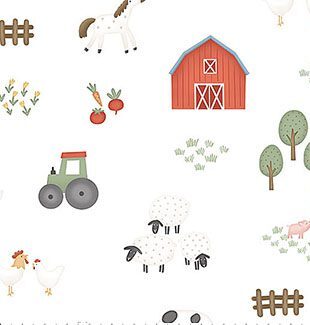 tela infantil granja y tractor