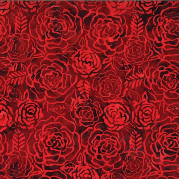 tela batik rosas escarlata