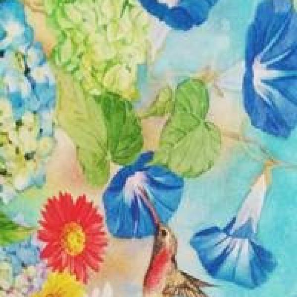 TELA DE FLORES AZULADAS