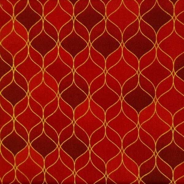 TELA ROJA CON LINEAS DORADAS 0164