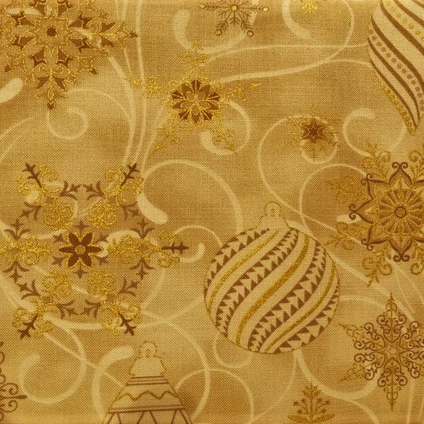 TELA NAVIDAD CON ESTAMPADOS DORADOS 0187