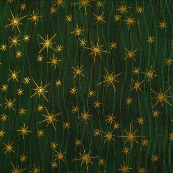 TELA VERDE CON ESTRELLAS DORADAS 0188