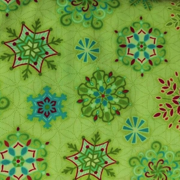 TELA VERDE NAVIDEÑA CON ESTRELLAS 0189