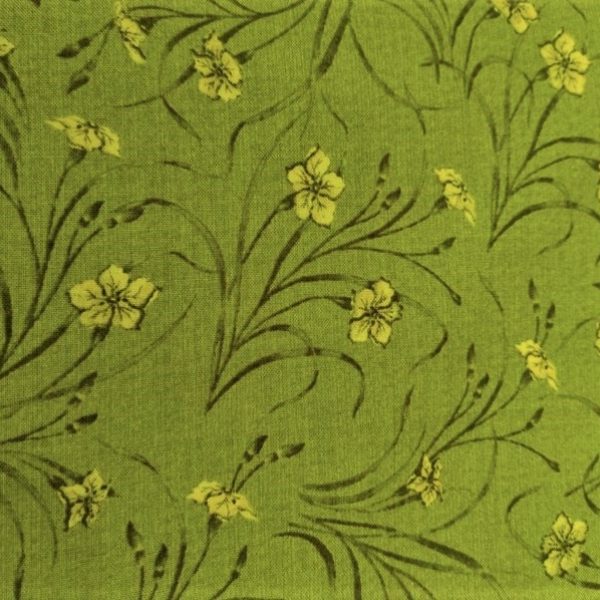 TELA VERDE CON FLORES 0206