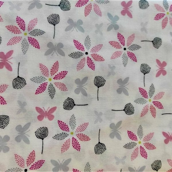 TELA BLANCA CON FLORES 0216