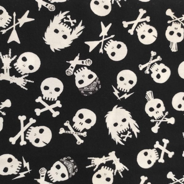 TELA NEGRA CON CALAVERAS 0254