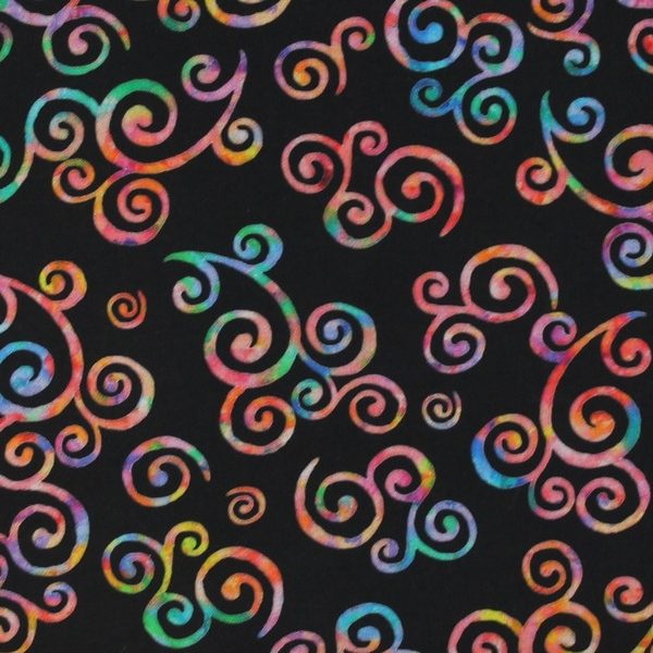 TELA ESTILO BATIK FONDO NEGRO 0338