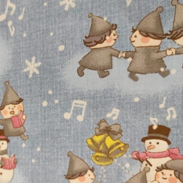 TELA AZUL DE NAVIDAD CON DUENDES 0169