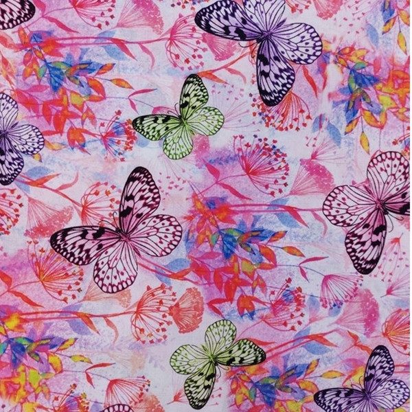 TELA MARIPOSAS TONOS ROSAS 0523